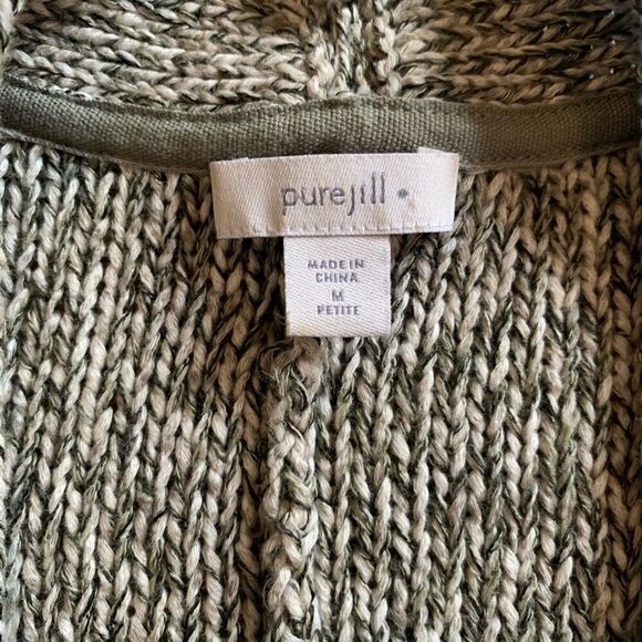 NWOT Pure Jill heathered green cardigan size Medium - Picture 5 of 6